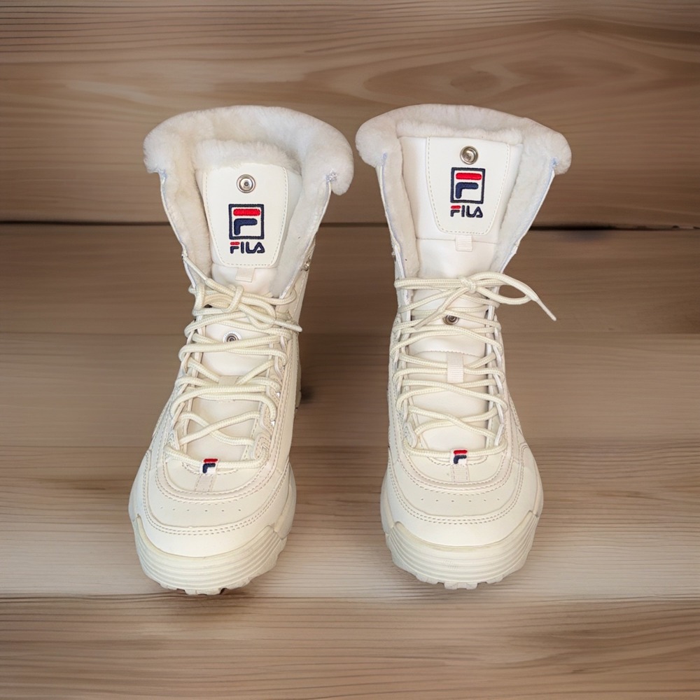 FILA Women Disruptor Size 8 Shearling Athletic Sneaker Boots Fold Down‎